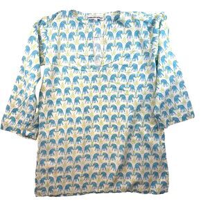 Barbara Gerwit Elephant Tunic Large L 100% Cotton Coverup Boho Beach Resort